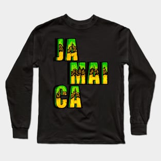 Vintage retro Reggae Rasta Jamaican flag colours colors Jamaica Long Sleeve T-Shirt